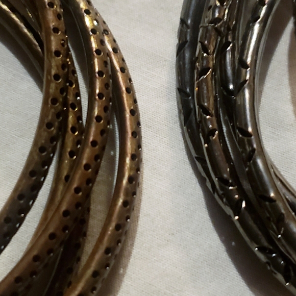 Copper tone & dark chrome bangle bracelets - Picture 3 of 3